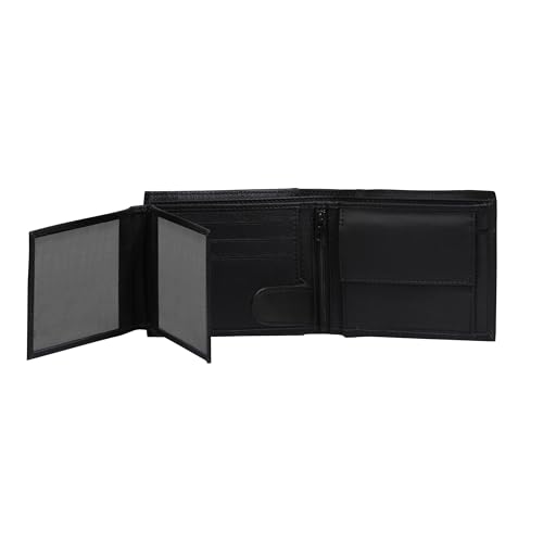 Image of K-Lite Men's Bi-Fold Wallet | Elegant, Slim & Durable Design with Card Organizer, Photo Holder, Zip Pocket & Front Card Slot | Stylish Everyday Use (Black)