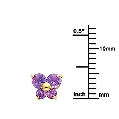 14K Yellow Gold CZ Butterfly Stud Earrings2