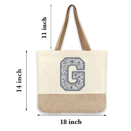 Bolsa Tote de Lona Initial Canvas para Mujer Personalizada miniatura 5
