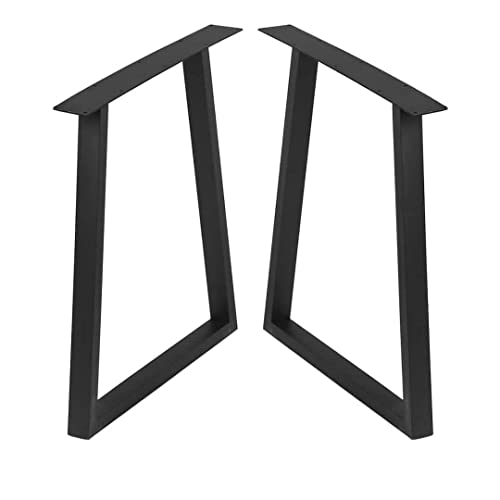 Image of Metal Table Legs Set of 2 Heavy-Duty Trapezoid Steel Legs for Dining Tables Kitchen Tables Coffee Tables & Modern Industrial Furniture Black Powder-Coated DIY Furniture Base