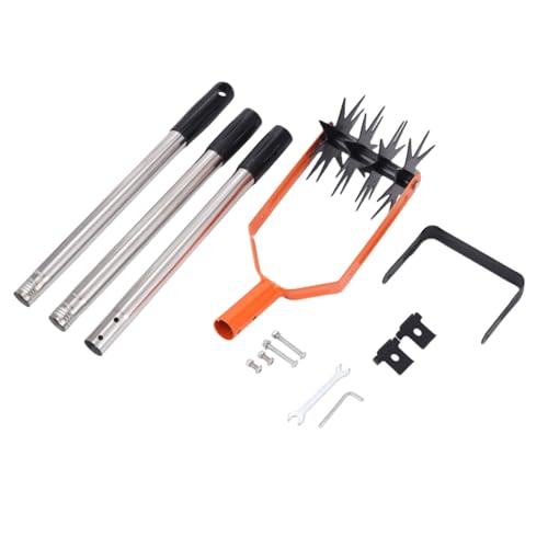 手動ロータリ耕うん機、家庭用耕うん機、除草、土壌のほぐしと回転、園芸工具、調整可能なハンドル、鋭く耐摩耗性、頑丈で耐久性があり、土壌のほぐしと混合に使用、家庭、庭、農業用庭での使用に適しています (3セクション 1.2m,ロータリー式耕うん機)