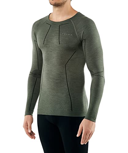 Preisvergleich Produktbild FALKE Herren Wool Tech. Funktionsshirt Langarmshirt Wolle Schwarz Blau Atmungsaktive Unterwäsche zum Sport sehr warm schnelltrocknend für kalte bis sehr kalte Temperaturen 1 Stück