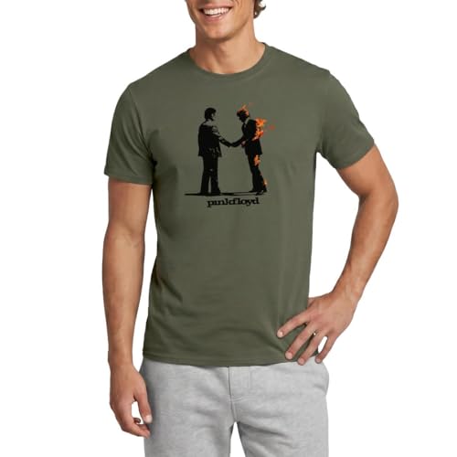 Pink Floyd Wish You were Here Abstract Artwork Mens T-Shirt Military Green