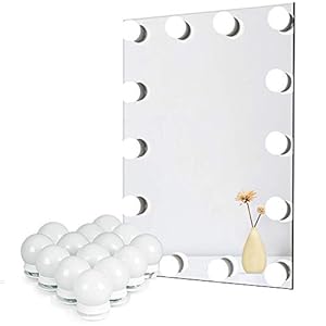 Lumiere Miroir pour Coiffeuse, Lampe Led pour Eclairage Miroir avec Variateur de Lumière et Adaptateur Secteur, 14 Ampoules, 6 Mètres, Miroir Non Inclus