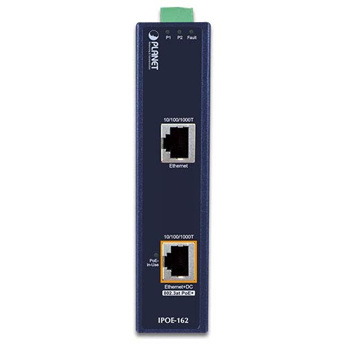 Inyector Industrial Power over Ethernet Plus (PoE+) IEEE 802.3at Gigabit Planet IPOE-162 miniatura 2