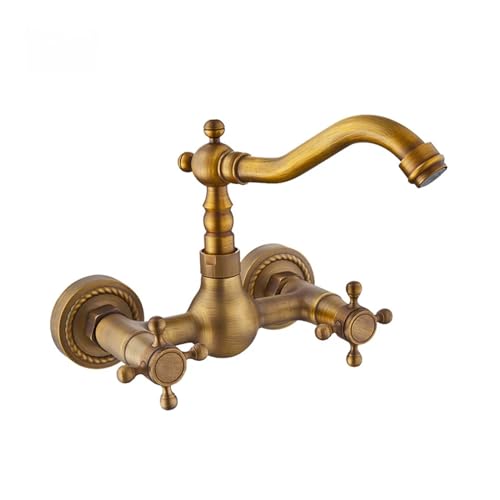 Grifo mezclador de oro para baño empotrado en pared con acabado retro 2