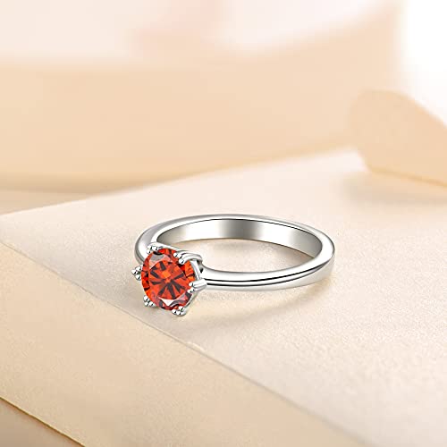 YL Solitaire Engagement Rings 925 Sterling Silver 18K White Gold Plated Round 6mm Birthstones Wedding Jewelry for Women4