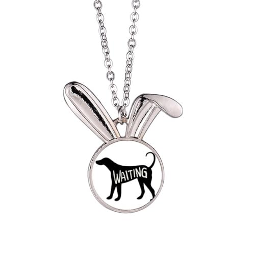 Collier lapin naturel pendentif chien noir bijou animalier