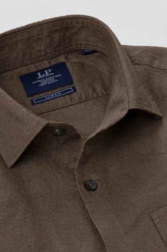 Image of Louis Philippe Men's Linen Blend Solid Shirt with Soft Handfeel & Naturally Antibacterial Finish - Holiday Wear