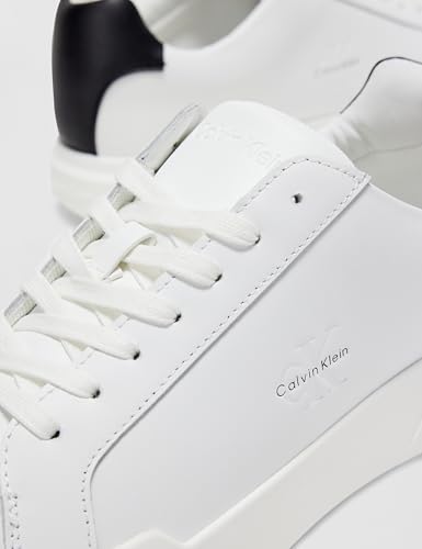 Calvin Klein Baskets Cupsole Homme Chunky Laceup en Cuir, Blanc (Bright White/Black), 40