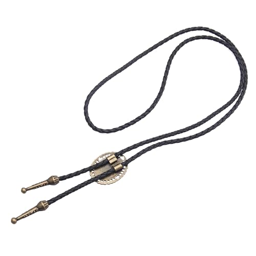Image of AZORA Western Cowboy Bolo Tie Men Leather Necktie Leather Cord Turquoise Stone Bolo Ties for Men Women