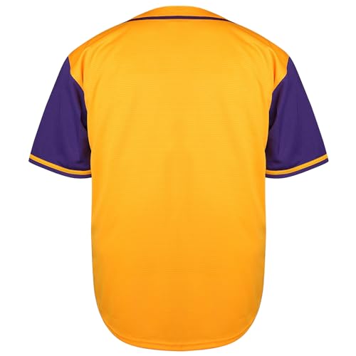 Blank Baseball Jersey, camisa deportiva de manga corta sin estampados para hombres y mujeres (X-Large, amarillo-púrpura) miniatura 3