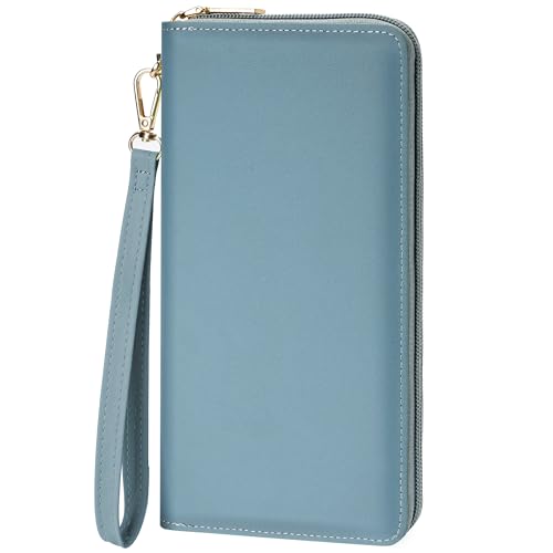 Image of Chelmon Women's Vegan Leather Clutch Wallet with Zip, Hand Strap, Large Capacity