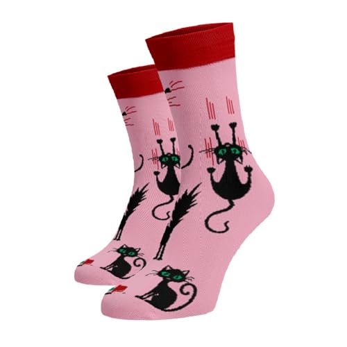 BENAMI | Lustige Socken mit Wildkatzen-Motiv | Baumwoll-Hochsocken für Damen und Herren