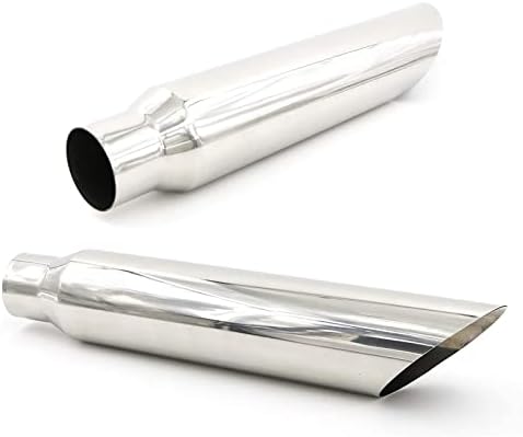 3.5" Inlet, 5" Outlet 12" Long Stainless Steel Rolled Edge Exhaust Tip