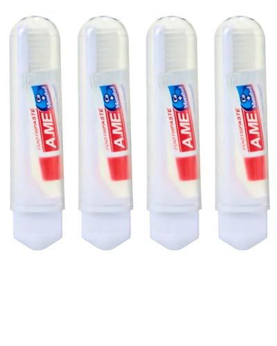 BCHKO Cepillo Dientes Viaje Plegable - Pack de 4 con Mini Pasta Dental. Suave, Portátil y Compacto para Adultos y Niños en Viajes, Camping y Oficina.