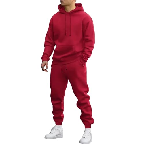 Chandal Hombre Completo Chandal Completo Hombre Running Hoodie Capucha Gym Conjunto Invierno Sweatshirt Moda 2#Rojo L