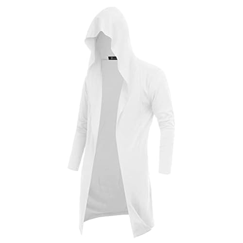 Cexiakong Men's Retro Cape Cardigan Plain Asymmetrical Hem Cotton Coat Halloween Tops Assassin's Creed Renaissance Medieval Carnival Party Clothing Carnival, White, XL