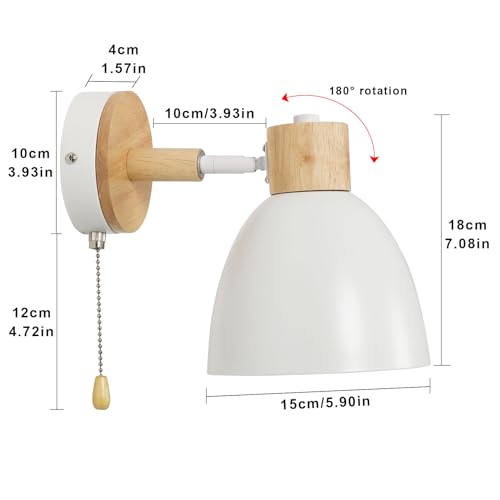 DAXGD-Applique-da-Parete-Interno-Lampada-da-Parete-in-Legno-E27-Applique-da-Parete-Con-Interruttore-Girevole-di-360-per-Corridoio-Studio-Camera-da-Letto-Lampadina-Non-Inclusa
