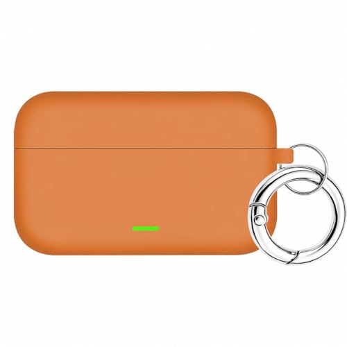 Image of Aniex Silicone Case Cover for realme Buds T500 Pro, Shockproof, Anti-Slip, Dustproof, Scratch Resistant, with Carabiner Hook, Full Body Protection (Circle Orange)