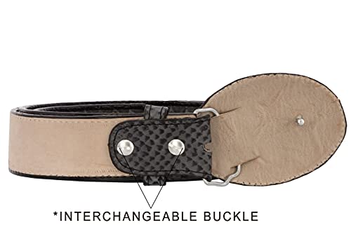 El Presidente Mens Gray Snake Python Print Leather Cowboy Belt Rodeo Buckle3