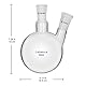 Labasics Glas 500ml Rundkolben mit 2 Hals RBF, 2 Neck Round Bottom Flask mit 24/40 Mittlerer und Seiten Konus Joint - 500ml
