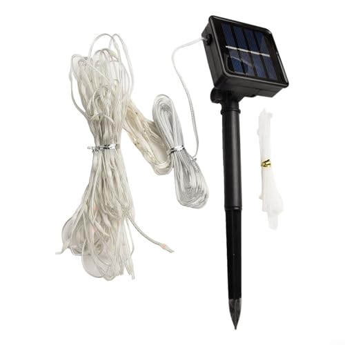Pumixiy Tira de luces LED solares para sombrilla de jardín 104 LED al aire libre impermeable IP67 alambre de cobre 8 modos de iluminación Patio mercado mesa paraguas tira de luz (color)