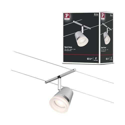 Paulmann 94460 CorDuo Seilsytem Spot Cone DC max. 1x10 Watt erweiterbar Chrom matt Drahtseil Kunststoff GU5,3 Drahtseilsystem ohne Leuchtmittel