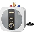 Ganggend 2.5 Gallon Electric Water Heater, 1500W 110V Mini Tank Under Sink Instant Hot Water Heater with Pressure Release Valve, Digital Display for Kitchen, RV, Laundry,Food Truck, Beige