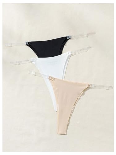 GORGLITTER Women's 3 Pack Clear G String Thongs Invisible T-Back Underwear Thong Panties2