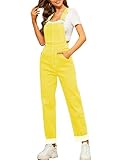 Odefou Womens Overalls Denim Loose Fit Jeans Jumpsuit Fashion Bib Coveralls(yellow overalls,m)