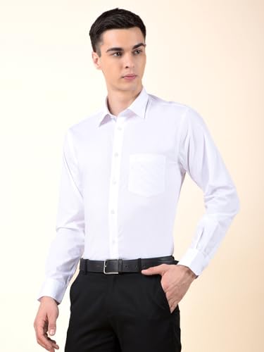 Image of Cantabil Formal Shirt for Men | Breathable & Soft with Color Fastness Regular Cotton Fabric Solid Pattern (P MSHF00364H)