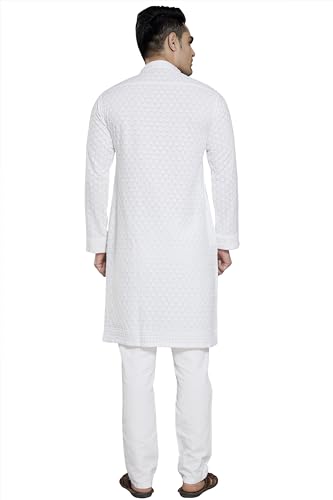 Image of DIVISIVE Men's Sequince Embroidered Cotton Blend Slim Fit Kurta Pyjama Set