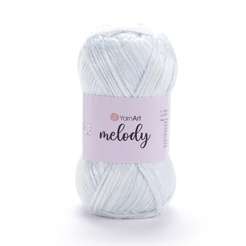 Image of YarnArt Melody Variegated Chainette - Metallic Sheen Fiber for Knitting, Crochet & Embroidery, 100g (3.5 oz) Skein, 230m (251 yd), Premium Blend of 70% Polyamide 21% Acrylic 9% Wool (894)