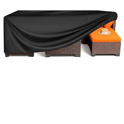 HUFUOUT Patio Furniture Covers, Outdoor Furniture Cover Waterproof, General Purpose, Outside Table and Chair Covers, Heavy Duty 420D (Black, 90"L x 64"W x 28"H)