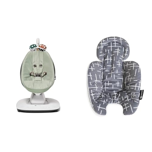 Image of 4moms MamaRoo Multi-Motion Baby Swing, Bluetooth Enabled with 5 Unique Motions, Sage & RockaRoo and MamaRoo Infant Insert, Machine Washable, Soft, Plush Fabric, Reversible Design, Dark Grey