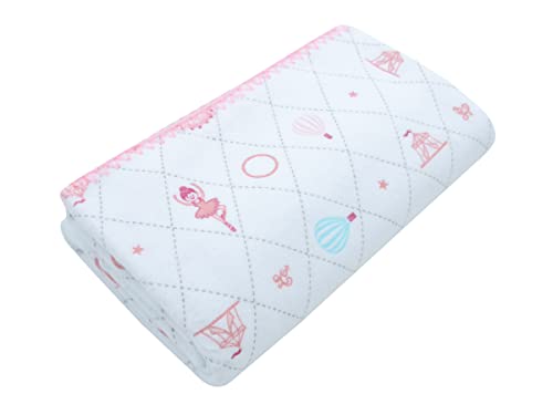 Cobertor Manta Bebe Linha Circus Menina Cor Rosa Tecido 100% Algodão 70cmx90cm Ideal Enxoval Materni
