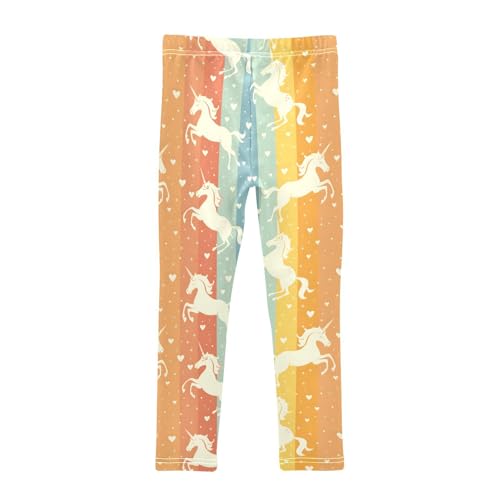 Unicorn Rainbow Pattern Girls Leggings Ultra Soft Compression Yoga Gym Pants for Kids 4-10T2