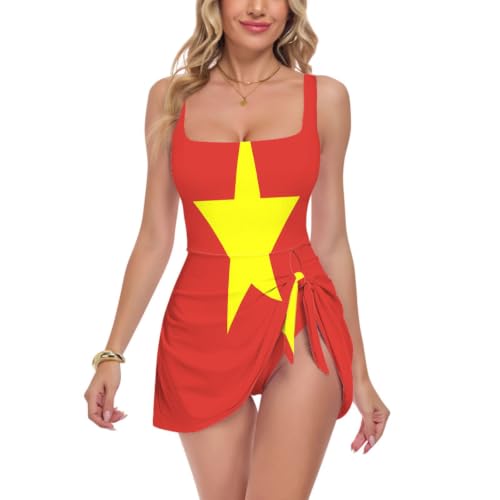 Traje de baño de Vietnam de dos piezas con tiro alto para mujer