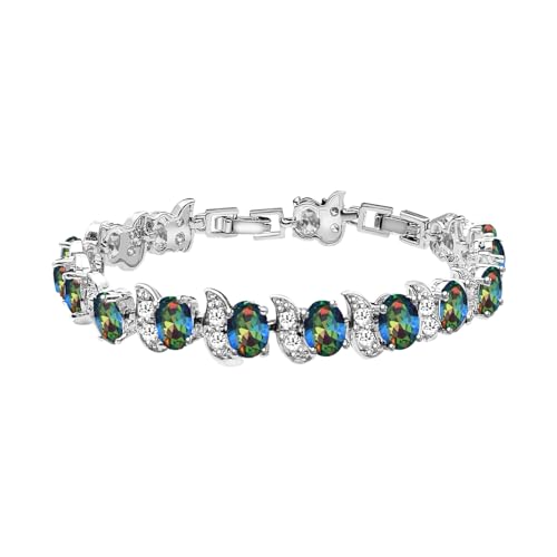 Image of LMXXVJ Fashion Tennis Bracelet Created Emerald White Gold Plated Charm Bracelet Gifts Jewelry for Women