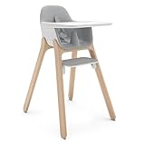 UPPAbaby Ciro High Chair/Sleek, Easy-to-Clean Design/Perfect-Fit Tray to Bring Baby to Table/Patent-Pending Harness/Dual-Position, 180-Degree Rotating Footrest/Chloe (Grey/Rubberwood)