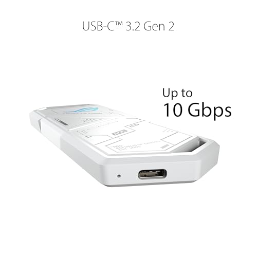 Image of ASUS ROG Strix Arion White M.2 NVMe SSD Enclosure-USB3.2 Gen 2x1 Type-C (10Gbps), Dual USB-C to C & USB-C to A, Screwdriver-Free, Thermal Pads Included, Fits PCIe 2280 /2260 /2242 /2230 M Key /B+M Key