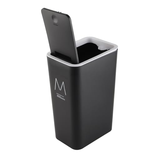 Caneca de basura negra plástica 9 litros con tapa presionable miniatura 5