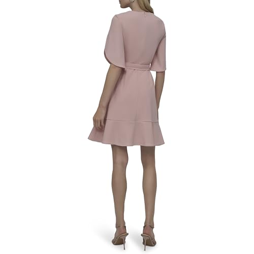 Image of DKNY Women's Tulip Sleeve Scuba Crepe Faux Wrap Dress