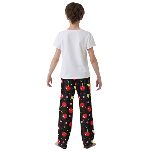 Cherries Flowers Black Cherry Pajama Pants Long Sleep Pant Soft PJ Bottoms Sleepwear3