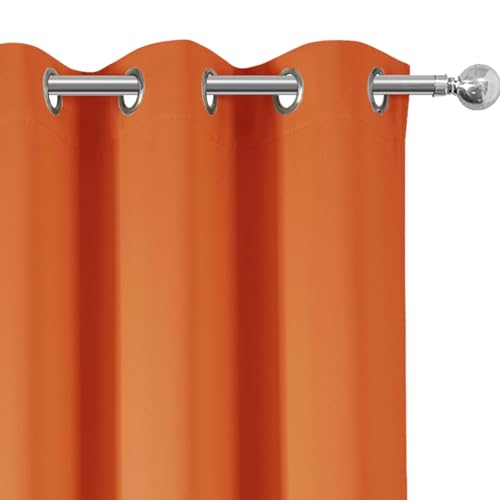 Image of LEMOMO Orange Blackout Curtains 42 x 54 Inch Length Set of 2 Panels Grommet Bedroom Curtains for Living Room