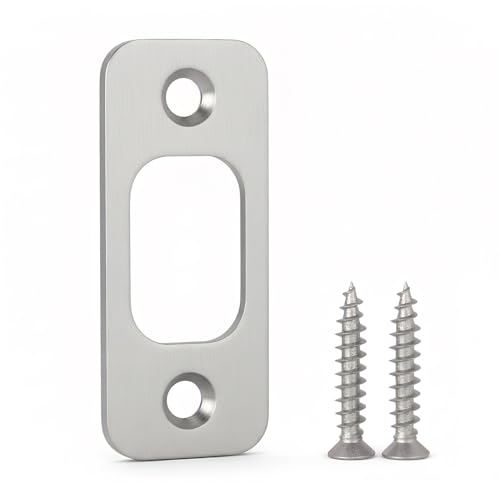 Deadbolt Strike Plate 1 X 2-1/4 Door Backplate Round Corner (1 Satin Nickel)