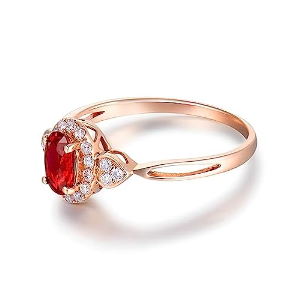 Dsnyu Eternity Ring voor Vrouwen Diamant, belofte Ring Rose Goud Robijn 0.57ct Ovale Duif Bloed Rood Robijn Gift voor Haar