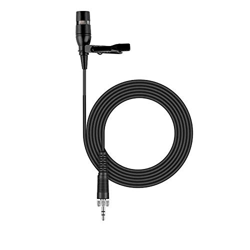 Replacement Clip-On Lavalier Microphone for Sennheiser ew 100-ENG G3 Cardioid Condenser Mic, 3.5 mm (1/8 in) TRS, Black