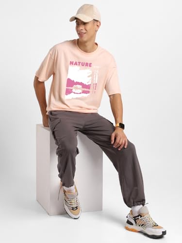 Image of Nobero Men's Oversized Graphic T-Shirt for Men | Soft Cotton | Drop Shoulder Relaxed Fit | Printed Casual Tshirt for Men